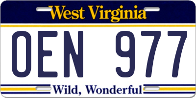 WV license plate OEN977