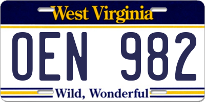 WV license plate OEN982