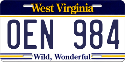 WV license plate OEN984