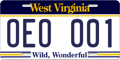 WV license plate OEO001