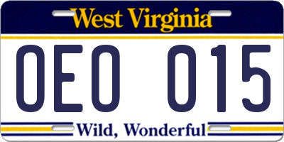 WV license plate OEO015