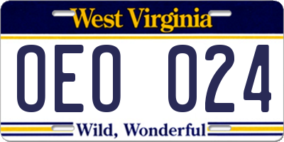WV license plate OEO024