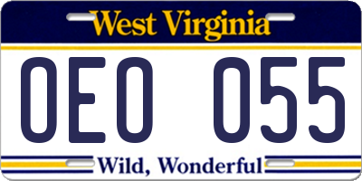 WV license plate OEO055