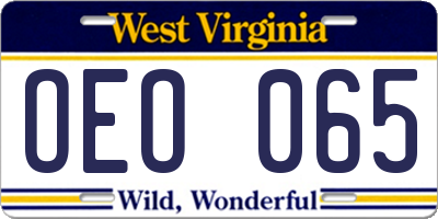 WV license plate OEO065