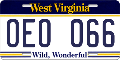 WV license plate OEO066