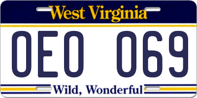 WV license plate OEO069