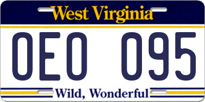 WV license plate OEO095
