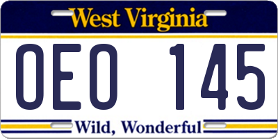 WV license plate OEO145