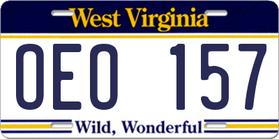 WV license plate OEO157