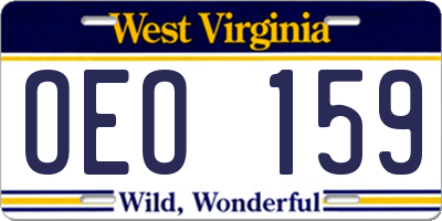 WV license plate OEO159