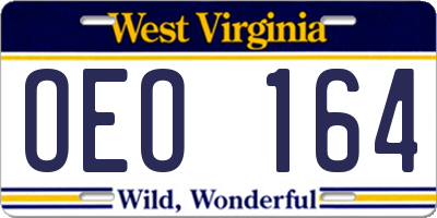 WV license plate OEO164