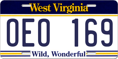 WV license plate OEO169