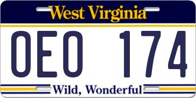 WV license plate OEO174