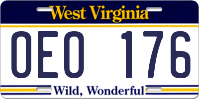 WV license plate OEO176