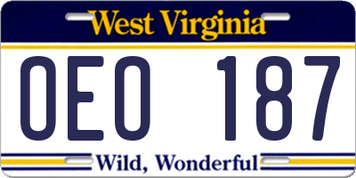 WV license plate OEO187