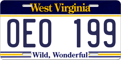 WV license plate OEO199