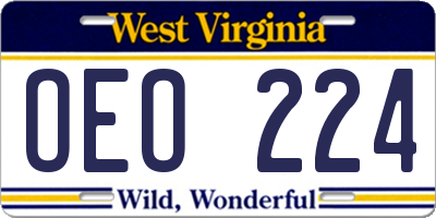 WV license plate OEO224