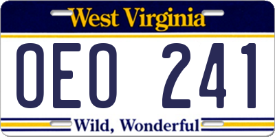 WV license plate OEO241