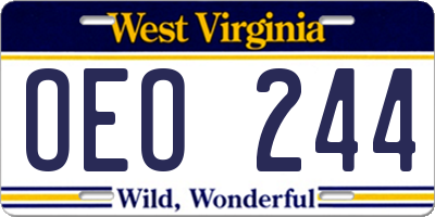 WV license plate OEO244
