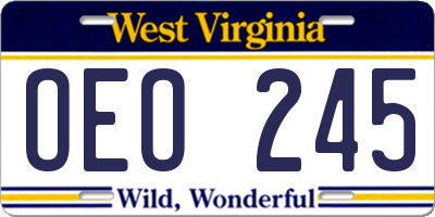 WV license plate OEO245