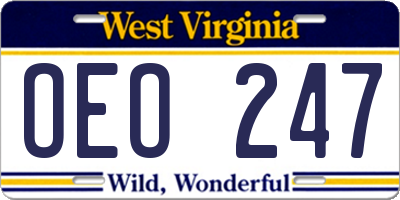WV license plate OEO247