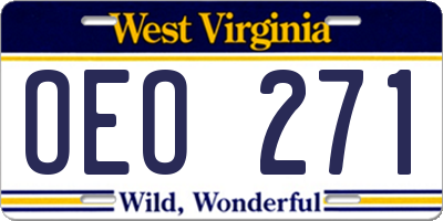 WV license plate OEO271