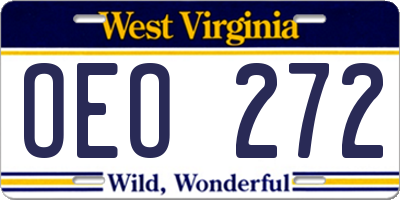 WV license plate OEO272