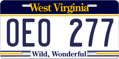 WV license plate OEO277