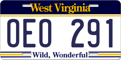 WV license plate OEO291