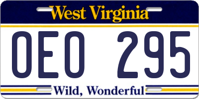 WV license plate OEO295