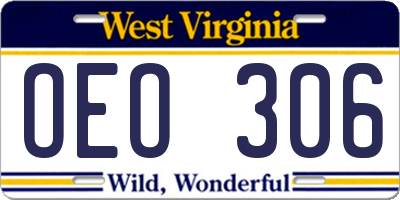 WV license plate OEO306