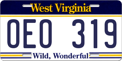 WV license plate OEO319