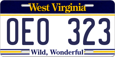 WV license plate OEO323