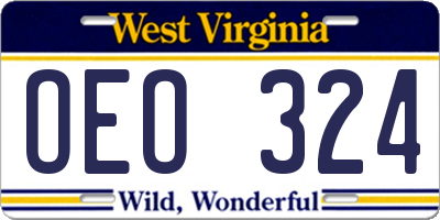WV license plate OEO324