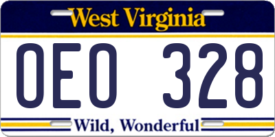 WV license plate OEO328