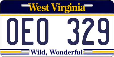 WV license plate OEO329