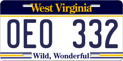 WV license plate OEO332