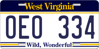 WV license plate OEO334