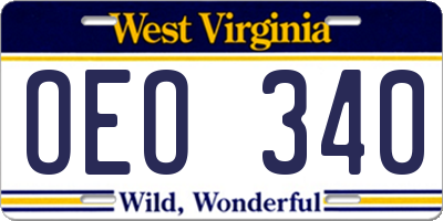 WV license plate OEO340