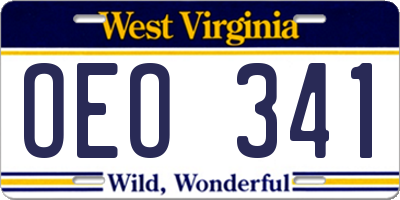 WV license plate OEO341