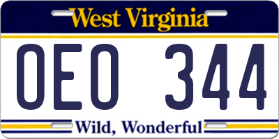 WV license plate OEO344