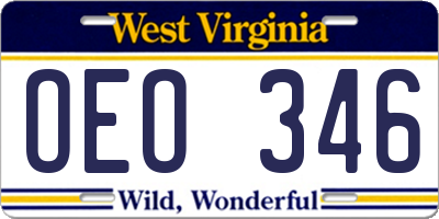 WV license plate OEO346