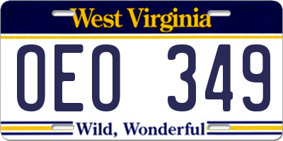 WV license plate OEO349
