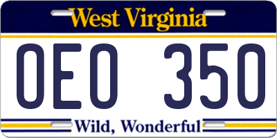 WV license plate OEO350
