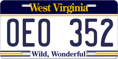 WV license plate OEO352
