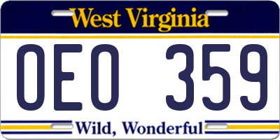 WV license plate OEO359