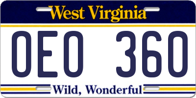 WV license plate OEO360