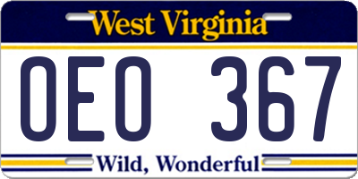 WV license plate OEO367