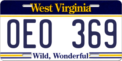 WV license plate OEO369