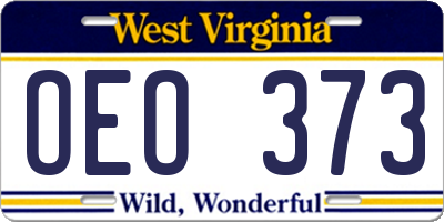 WV license plate OEO373